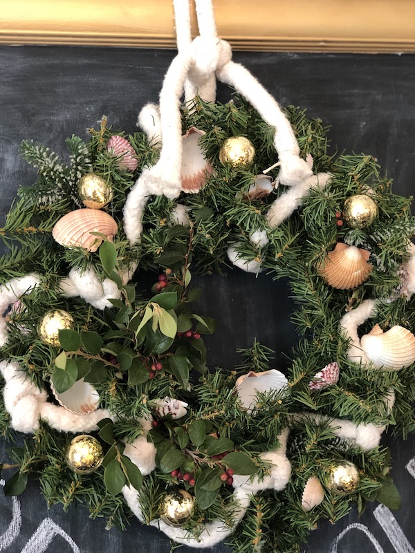 How to make a Coastal Christmas Wreath with Sea Shells