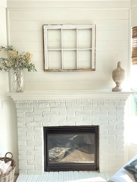 Empty fireplace mantel