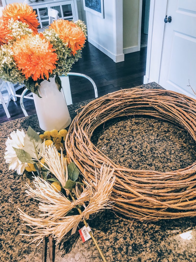 Fall hydrangea and pumpkin wreath suppllies 