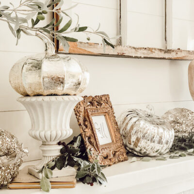 How To Decorate Fall Mantle With Silver Pumpkins