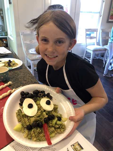 Halloween frankenstein pasta face