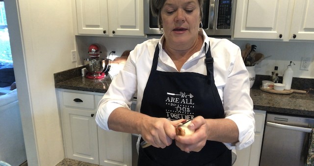 Slicing pears for the Quick easy pear tart