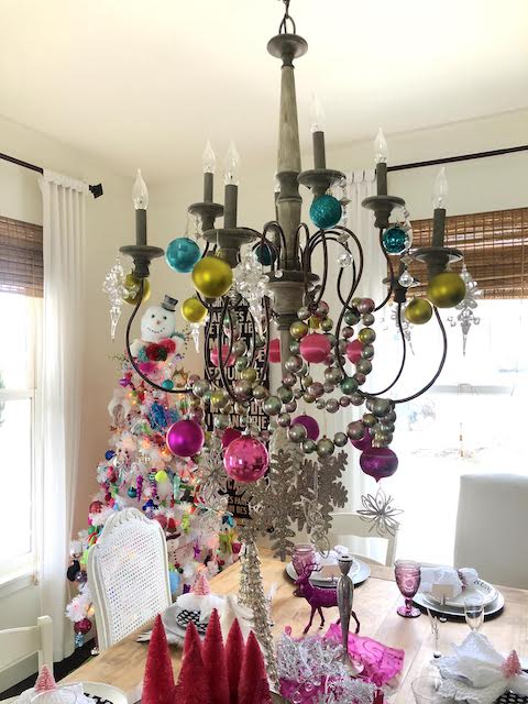 How to decorate chandelier for Christmas