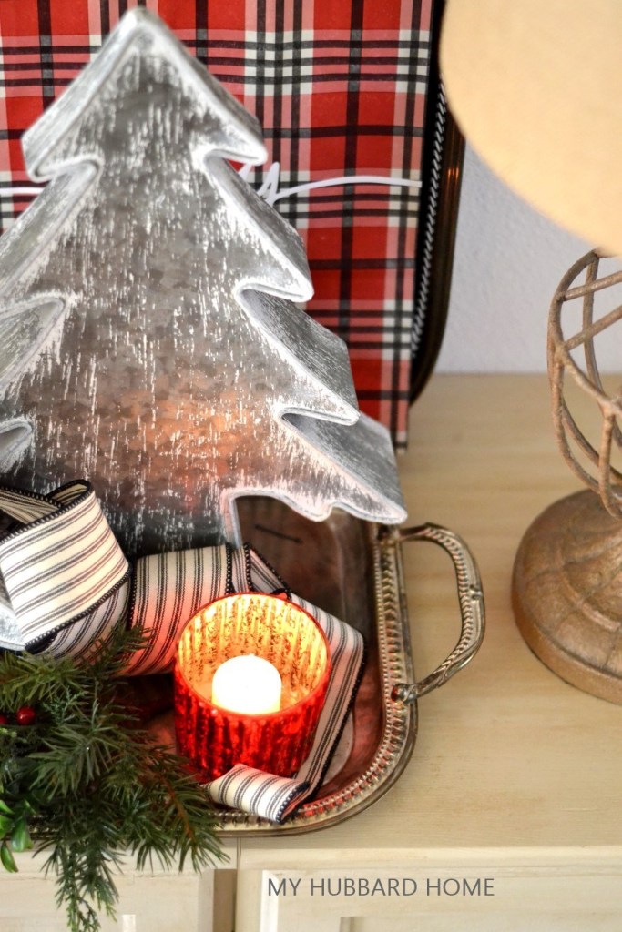 silver tray Christmas decor