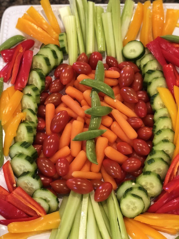 Easy to make super bowl party football food. Veggie platter 