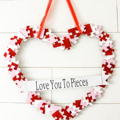 Puzzle Piece Valentine Heart Wreath