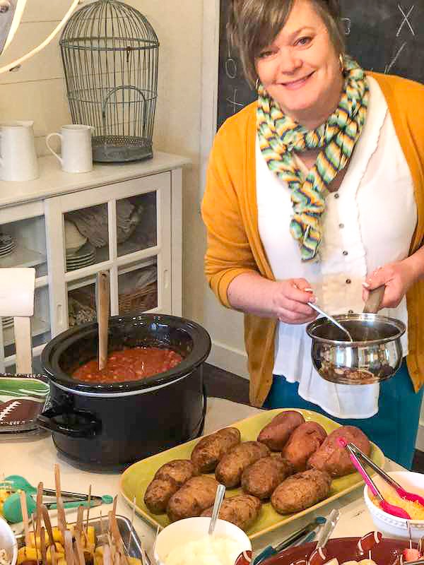 Potato bar for easy to make superbowl party food