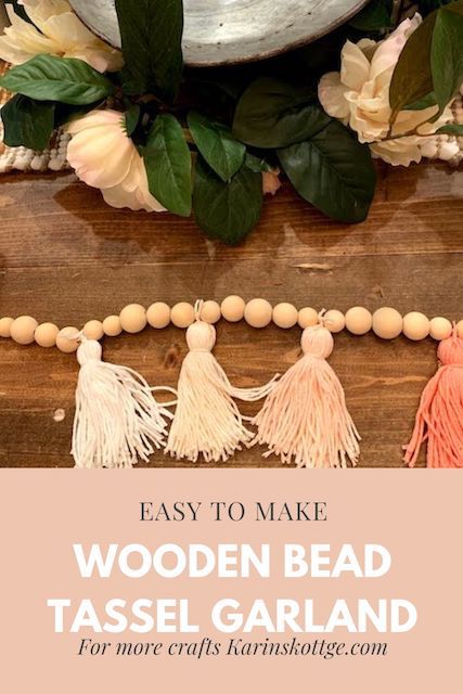 Wooden bead tassel garland- KarinsKottage.com