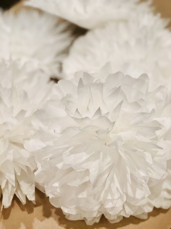 Fluffy white coffee filter flowers