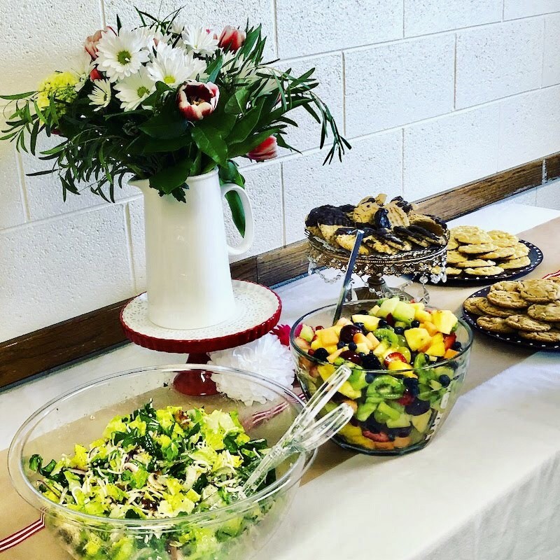 Salads and cookies for Valentine Luncheon