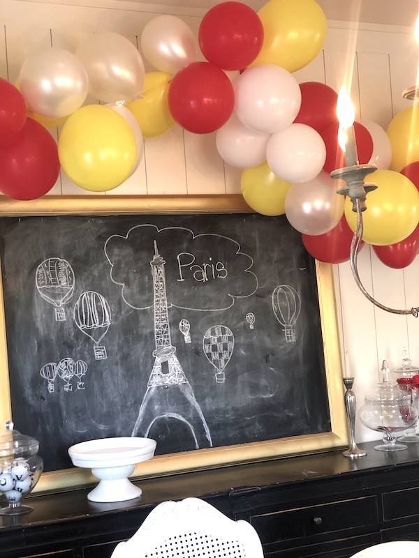 French Themed birthday party chalkboard art