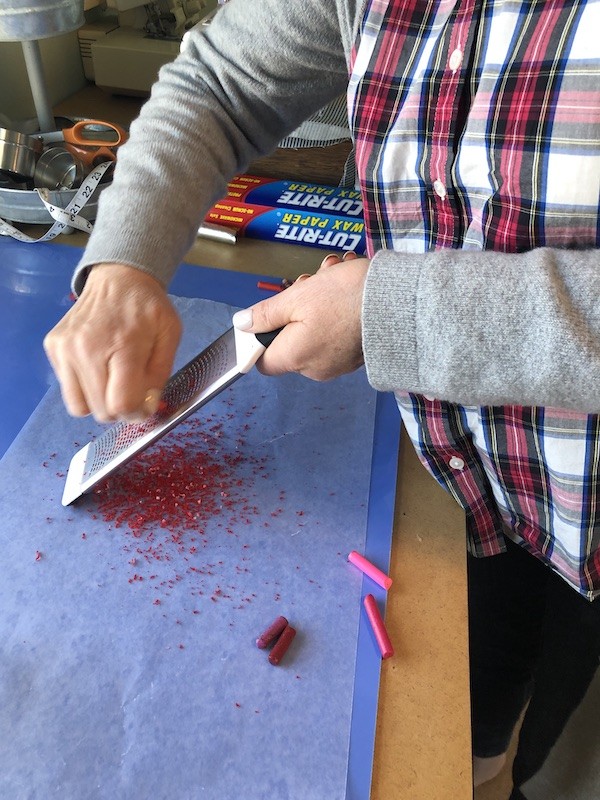 grating the crayons