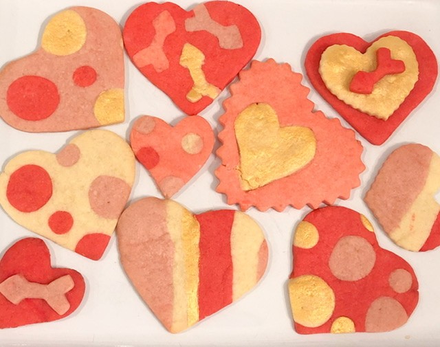 patchwork Heart shaped Valentine cookies