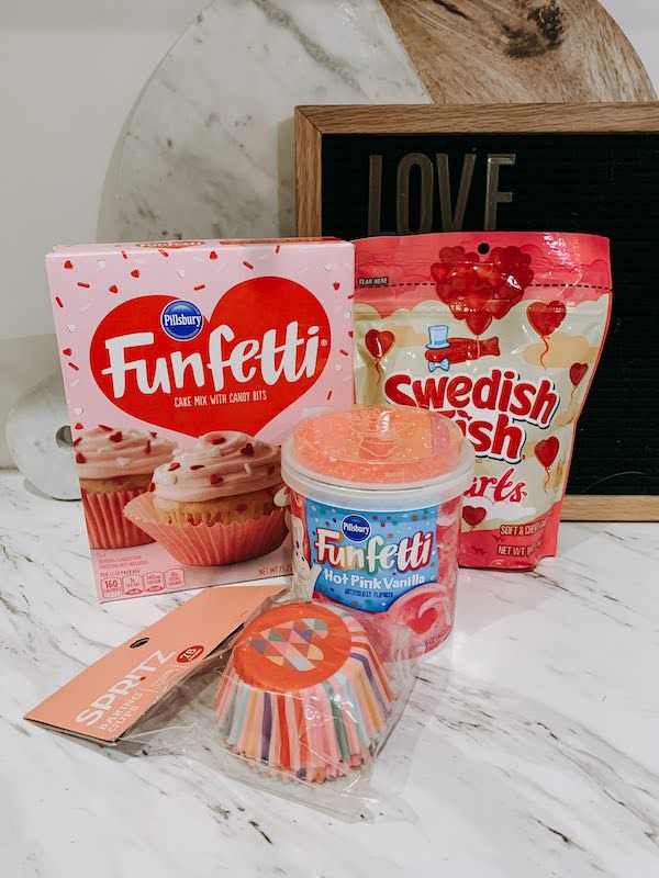 Pink Funfetti Valentine cupcakes