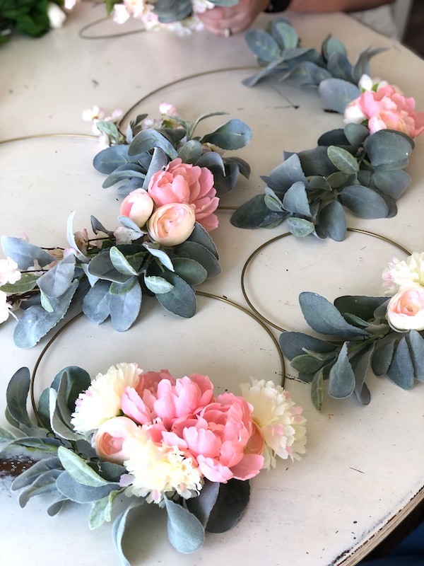 5 wire hoop wreaths with flowers