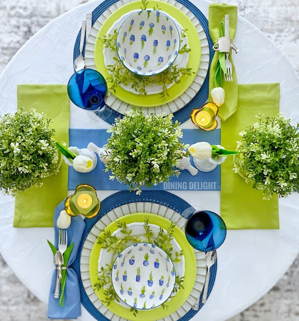 Blue and Green Spring Centerpiece Wednesday 