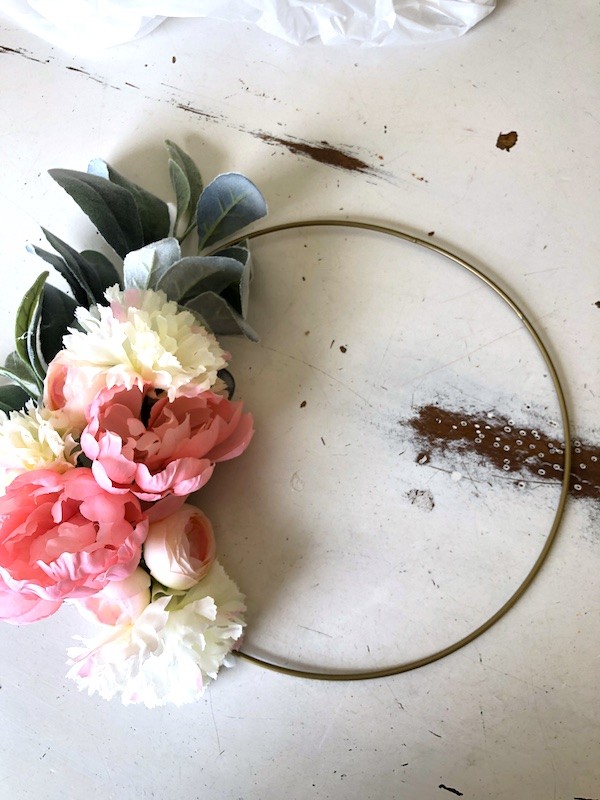 medium hoop wire wreath with flowers
