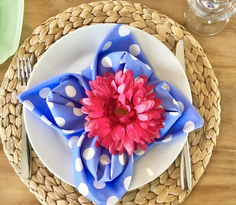 Napkin folded into a flower