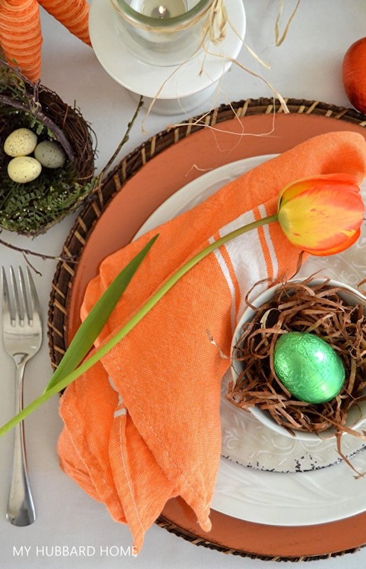 How do you set an Easter table? Orange and green Easter Tablescape