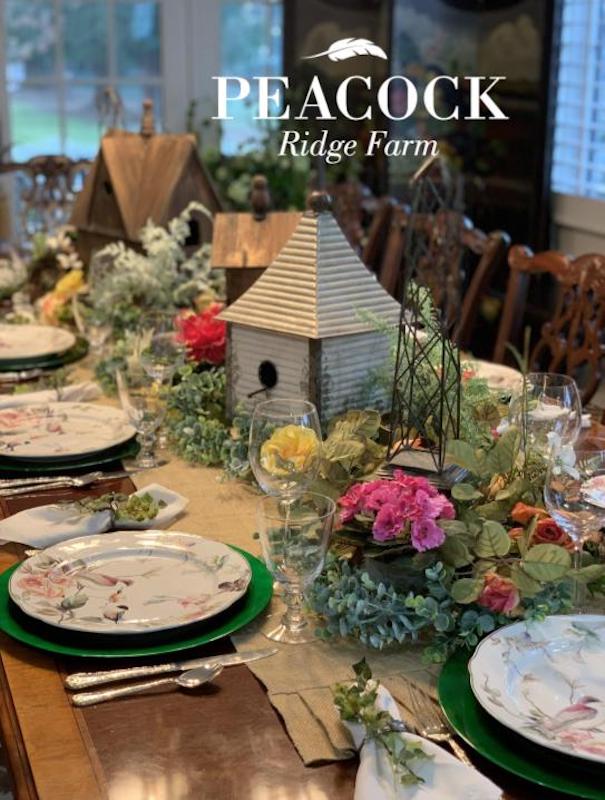 Easter tablescape with bird house Centerpiece Wednesday Linky Party