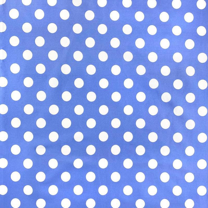 periwinkle and white polka dot fabric