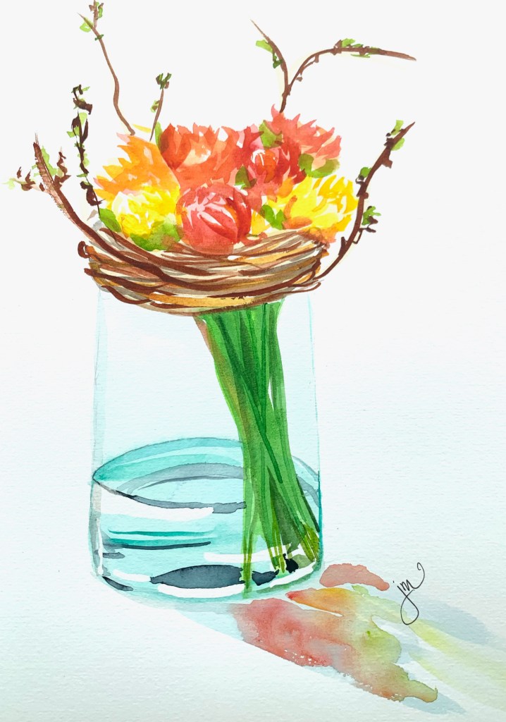 Water color Centerpiece Wednesday LInky party