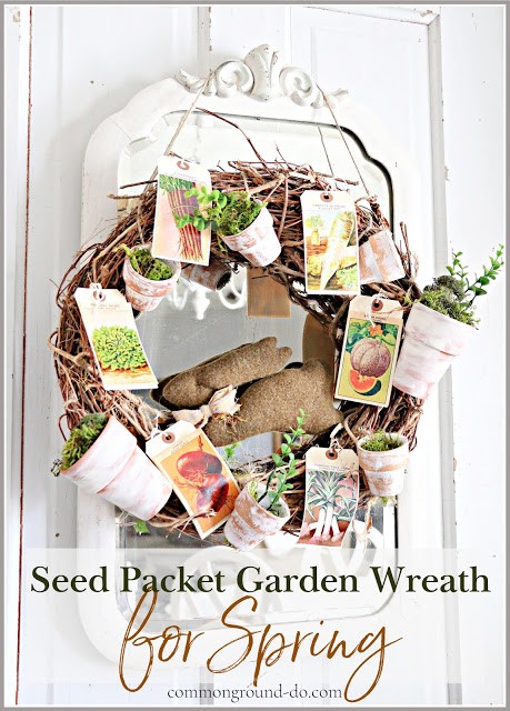 seed packet garden wreath Centerpiece Wednesday LInky Party