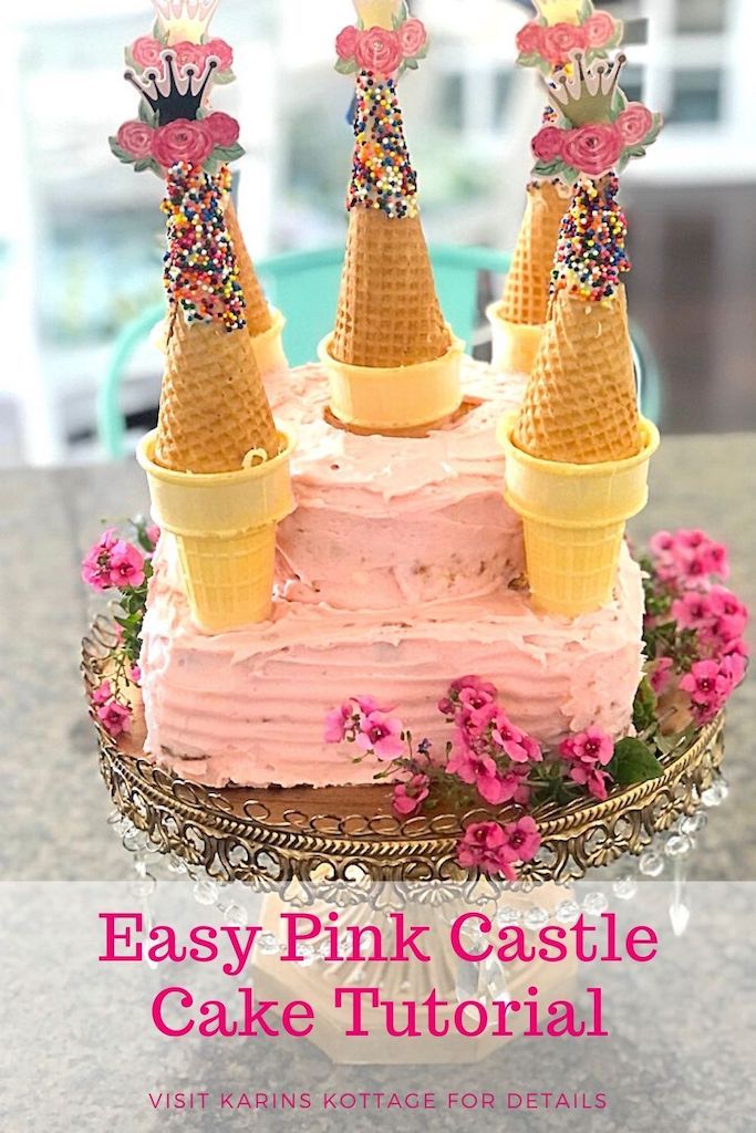 Quick easy pink castle cake 