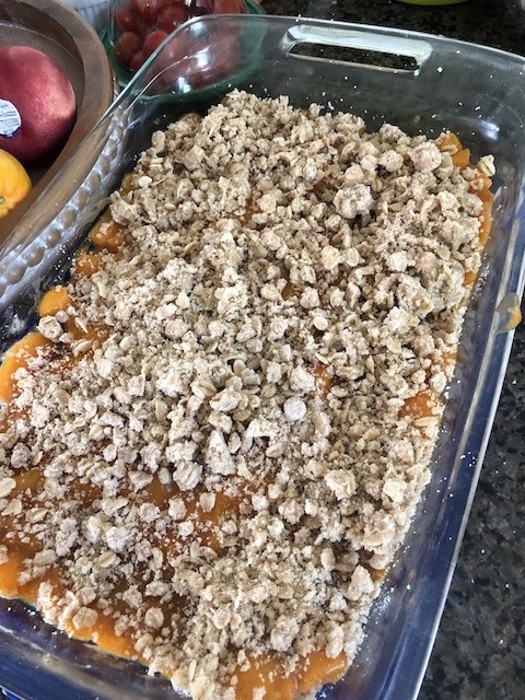 Apricot summer crisp dessert
