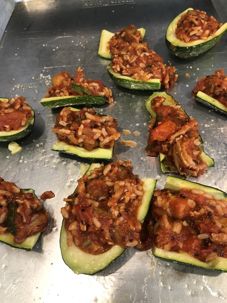 Fill Zucchini boat appetizers