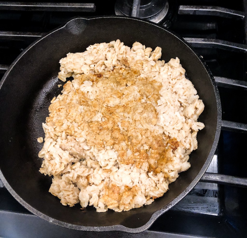 flipping the oatmeal over