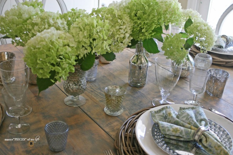 Hydrangeas centerpiece Wednesday Linky party 230