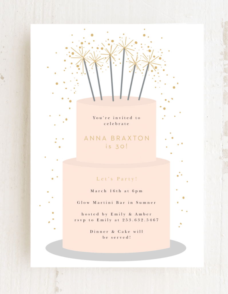 sparkling cake birthday invitation card party invitation
