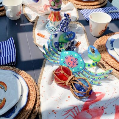 Crab themed tablescape for beachy centerpiece wednesday