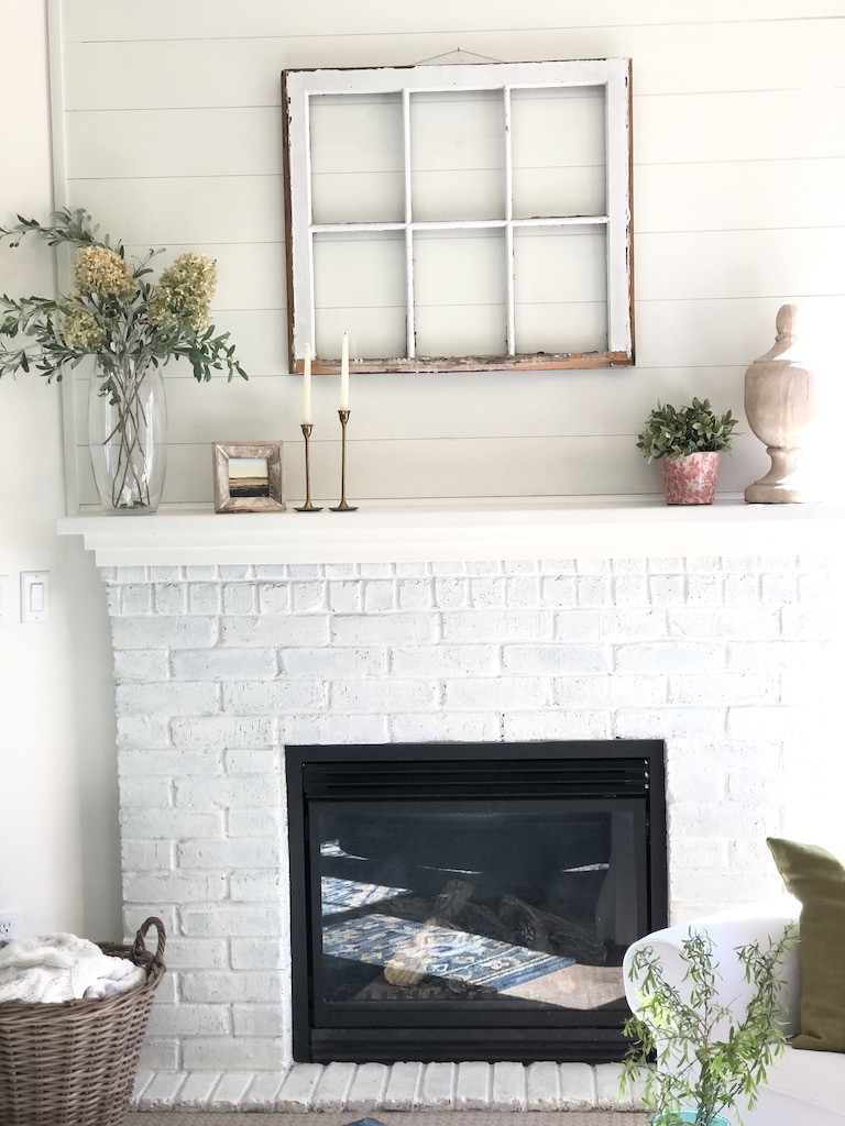 How to create lake cottage look- painted fireplace and shiplap