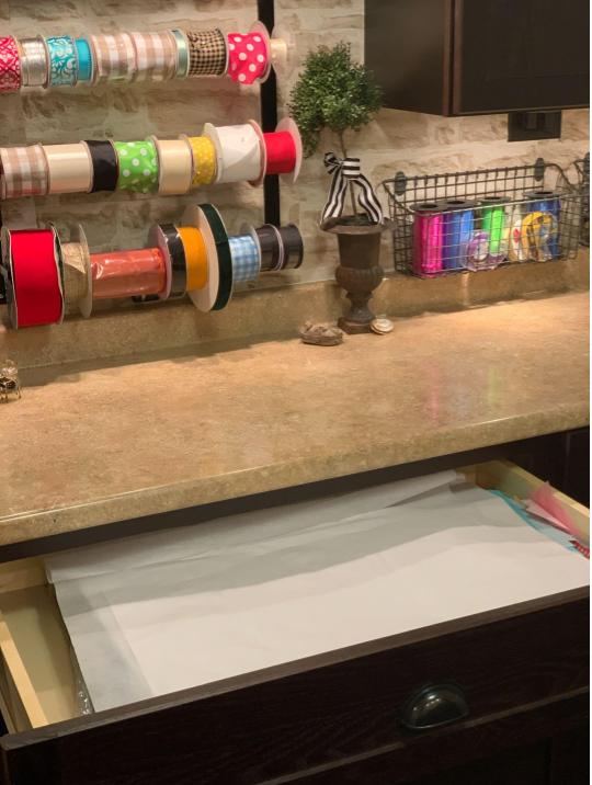 wrapping paper station