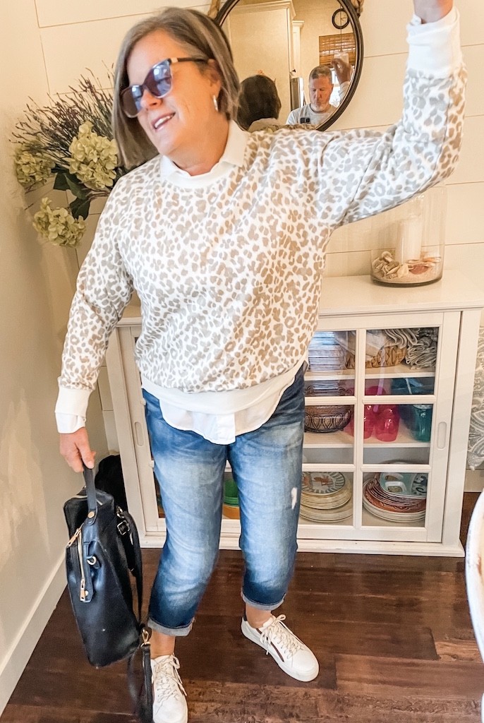 Fashion Friday- Karins Kottage how to style crew neck sweatshirt 3 ways