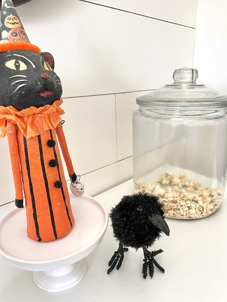 Paper mache Halloween black cat 