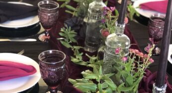 How to create moody black and burgundy Halloween table