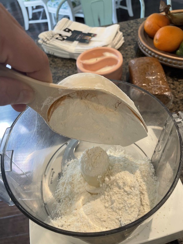 flour in cuisinart for vegetable cheese pie