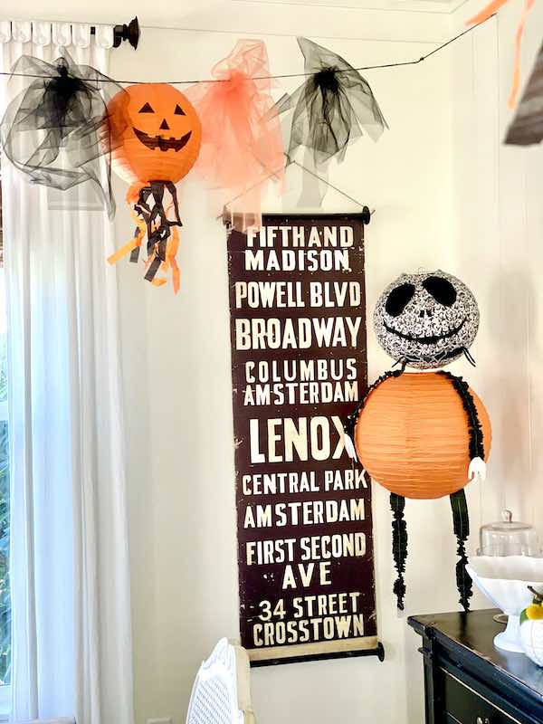 jack o lantern garland and jack skellington