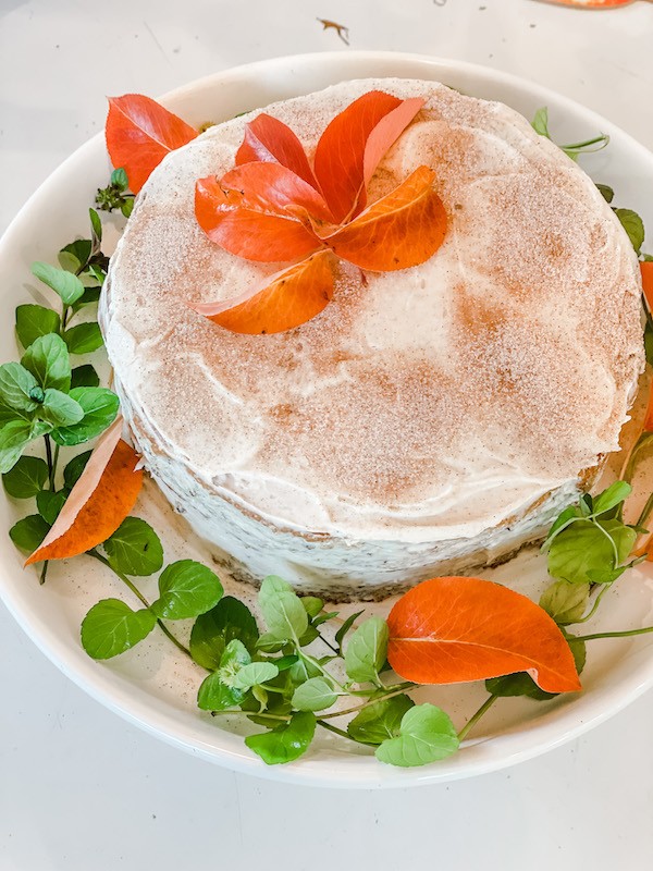 Simple fall banana cake with cream cheese frosting