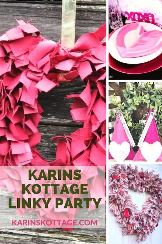 Pink and red Valentine heart craft linky party- Karins Kottage
