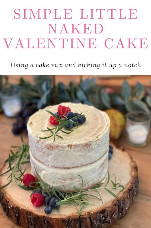 Simple little naked Valentine cake- Karins Kottage