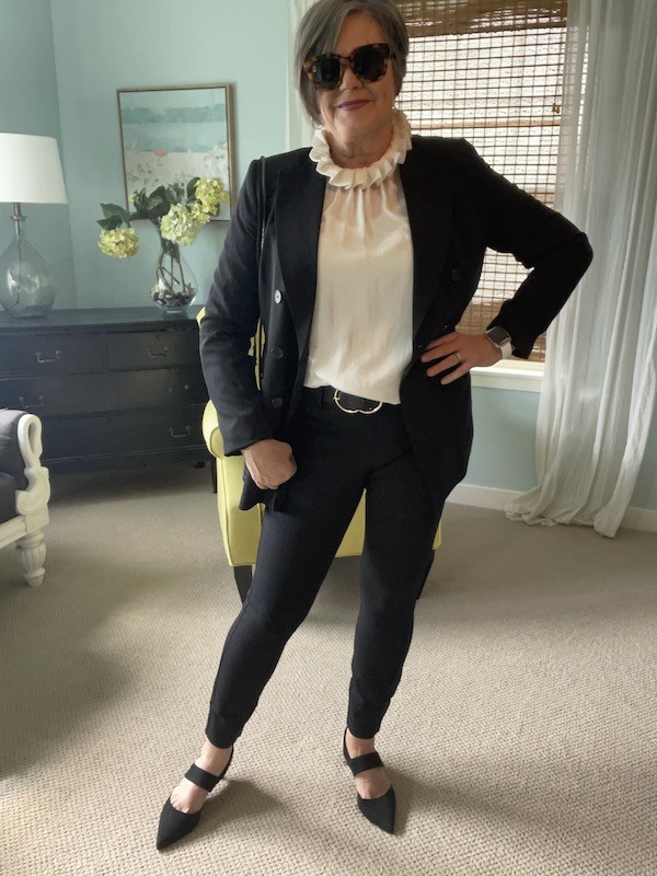 H&M double breasted black blazer styled 3 ways