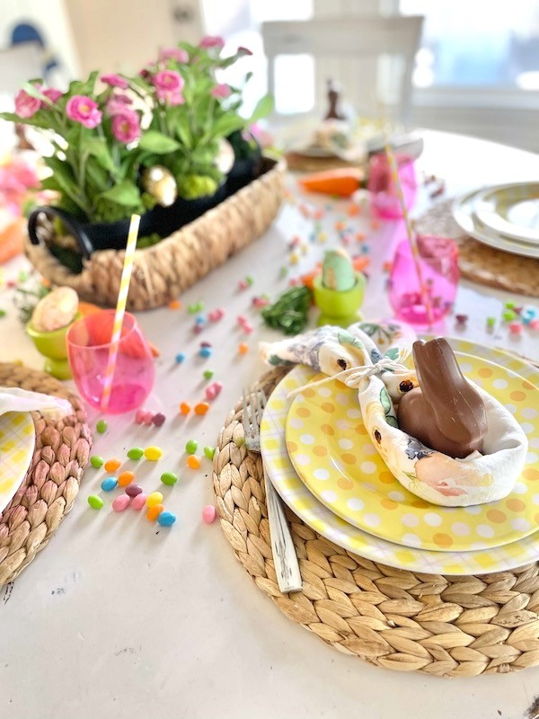 chocolate bunny's on Easter table