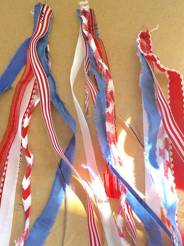 3 bundles of ribbon for patriotic red white and blue ribbon wand- Karins Kottage