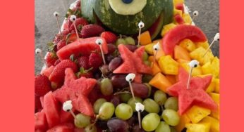 How to carve a space creature fruit tray