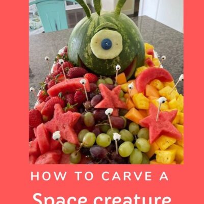 How to carve a space creature fruit tray