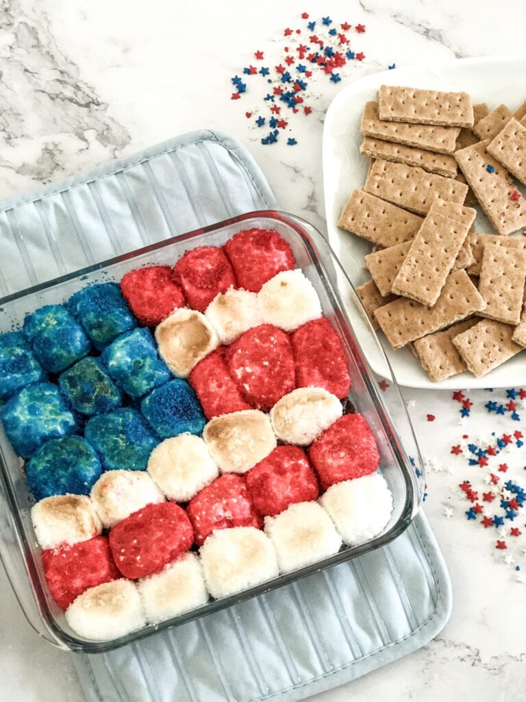 Patriotic smores dip- karins kottage linky party- Patriotic